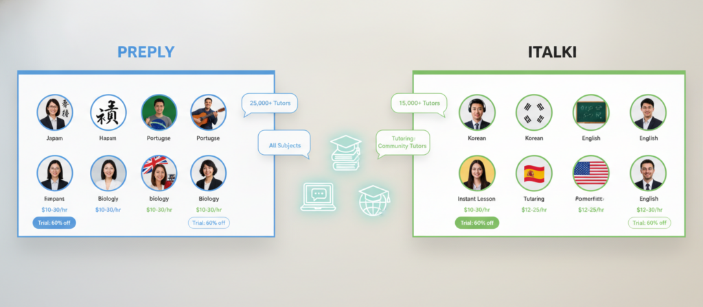 Comparison of structured online language lessons and tutor marketplace options Comparison of structured online language lessons and tutor marketplace options